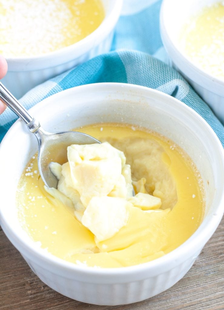 Egg Custard with a spoon 