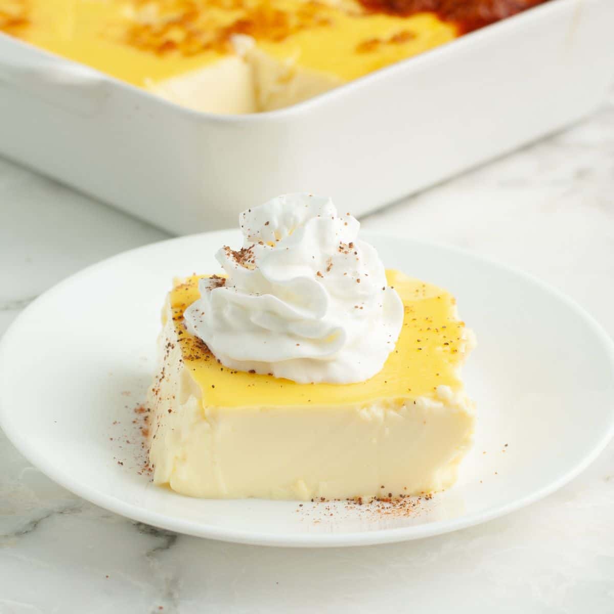 Plate of egg custard.