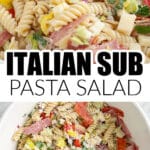 Bowl with Italian sub pasta salad.