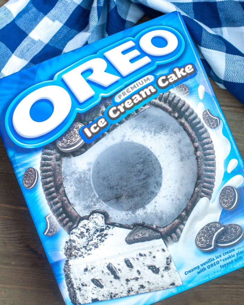 Blue OREO ice cream cake box 