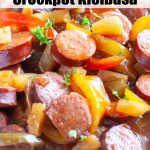 kielbasa with peppers in a bowl