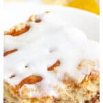 Piece of honey bun cake on a plate.