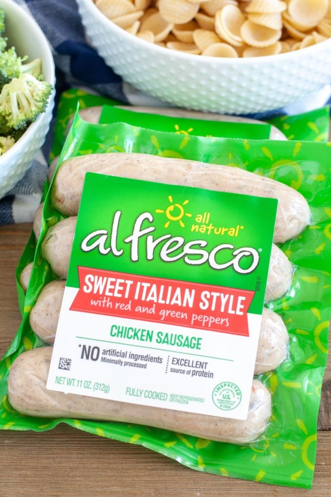 Package of al fresco Sweet Italian Style chicken sausage