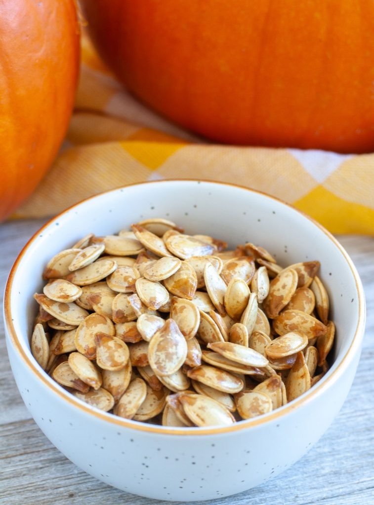 Bowl of roasted pumpkin seeds
