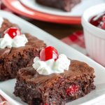 Plate with brownies.