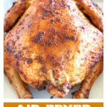 Whole chicken in baking dish.