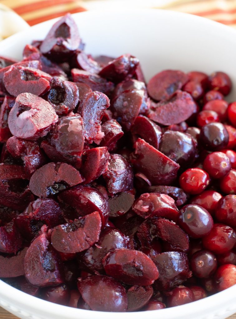 Bowl of cherries and cranberries