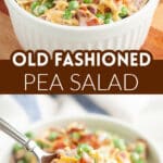 Bowl of pea and bacon salad.