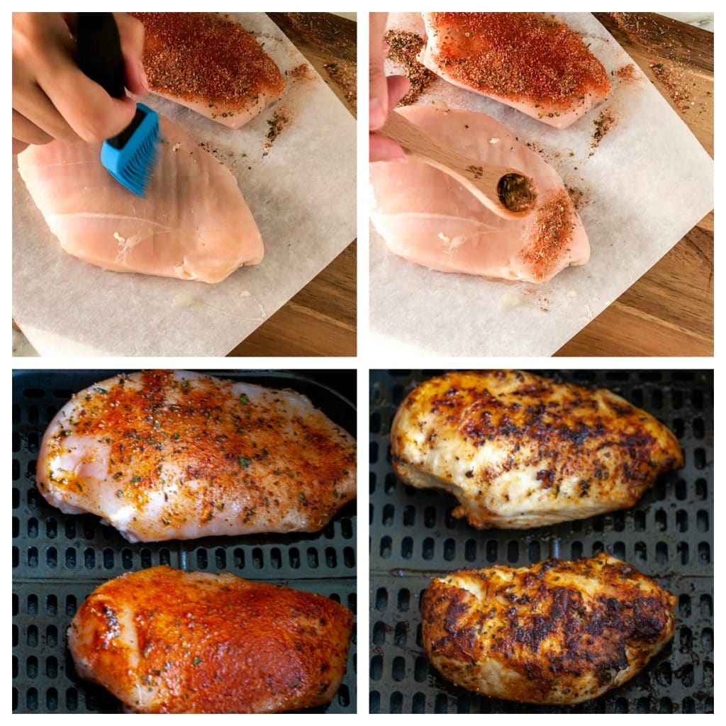 Chicken breast with seasoning in the air fryer