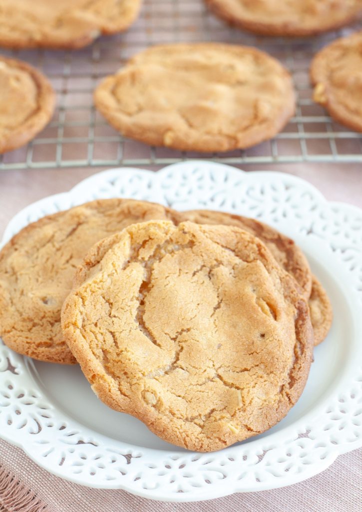 Butterscotch cookies on a white plate