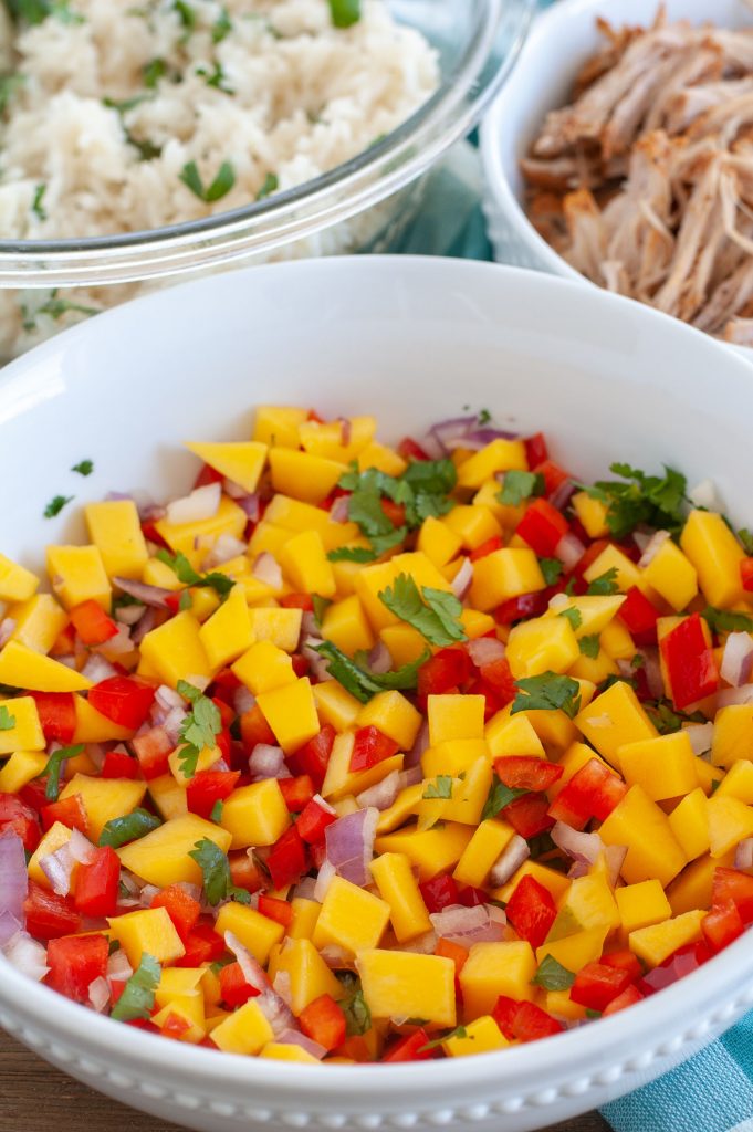 Bowl of mango salsa