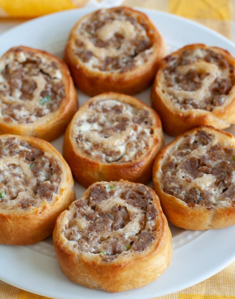 Cream Cheese pinwheels on a white plate