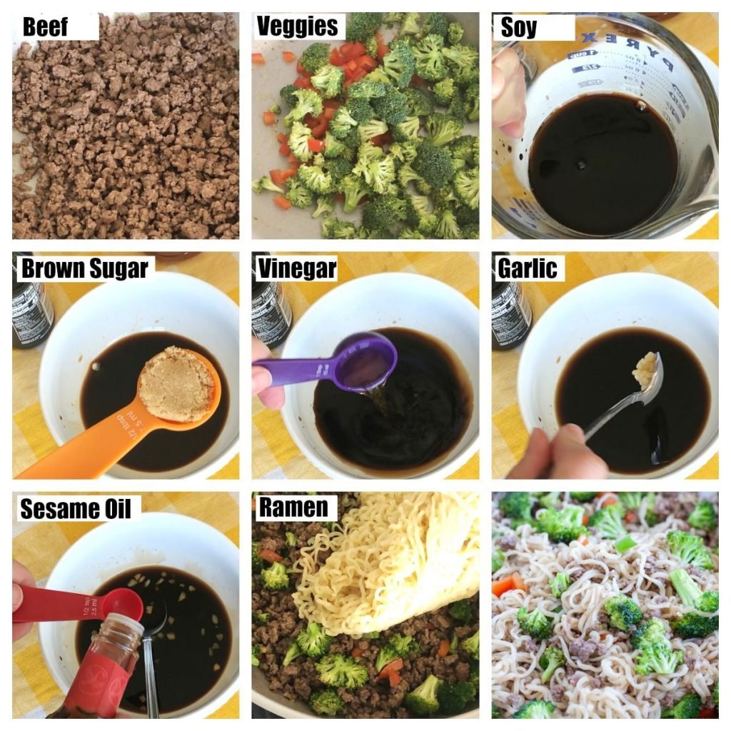 Ground beef, veggies, stir fry sauce