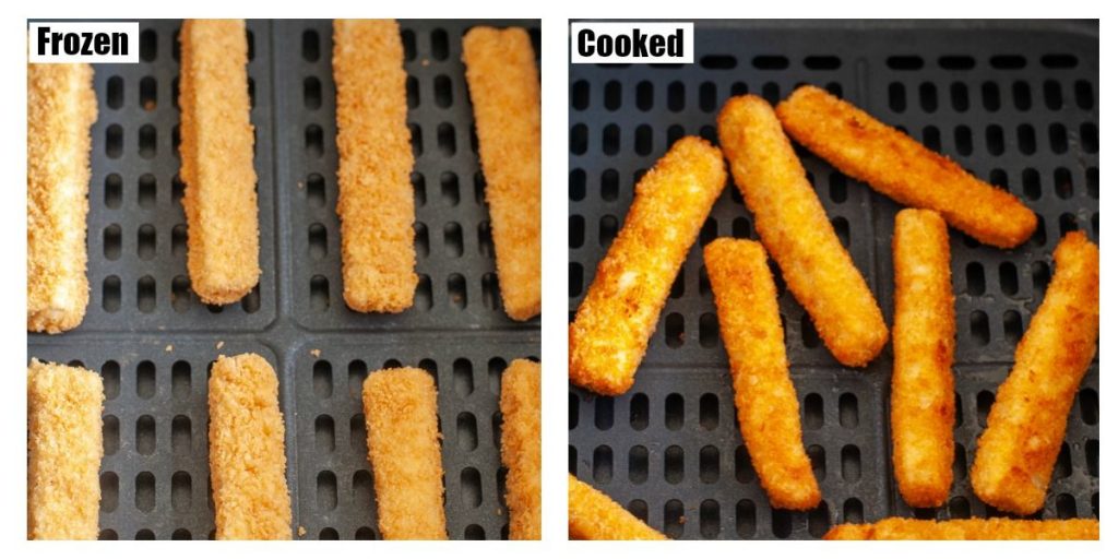 frozen and cooked fish sticks