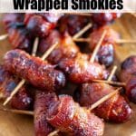 Plate of bacon wrapped little smokies.
