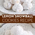 Lemon snowball cookies on a plate.