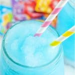 Frozen blue drink in glass