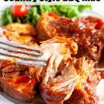 Ribs on a plate with a fork