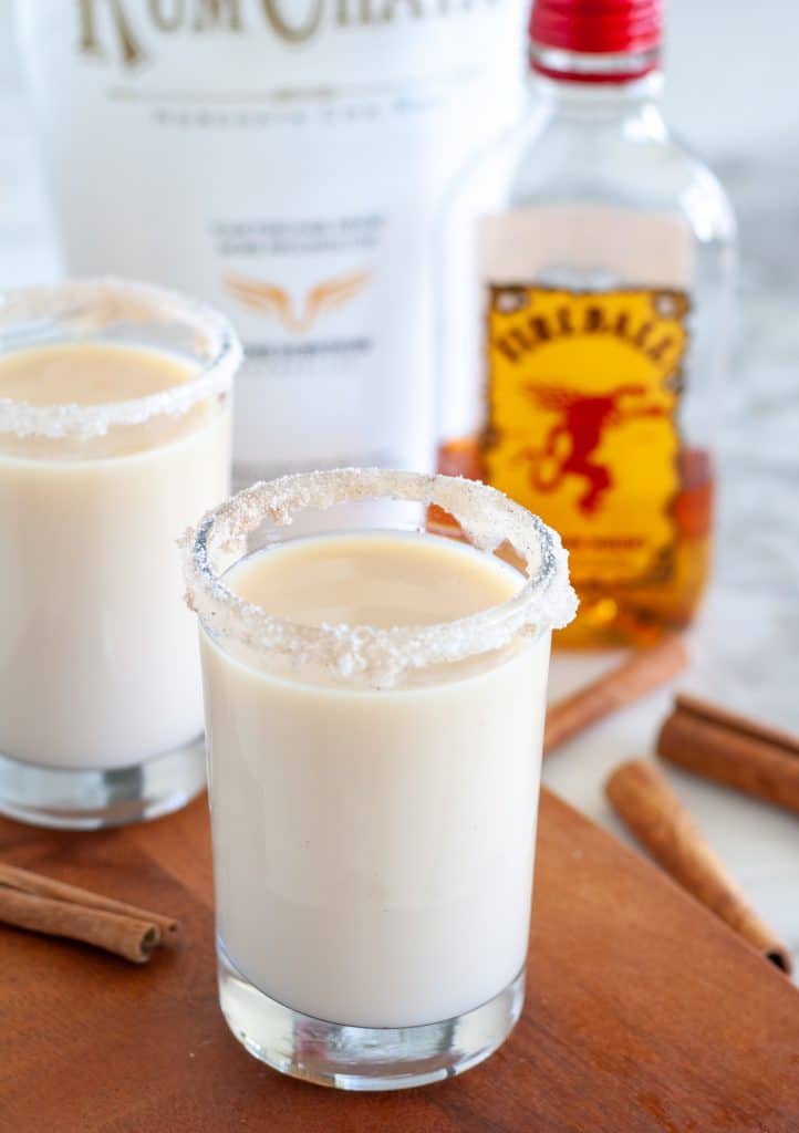 Shot glasses with fireball and rumchata