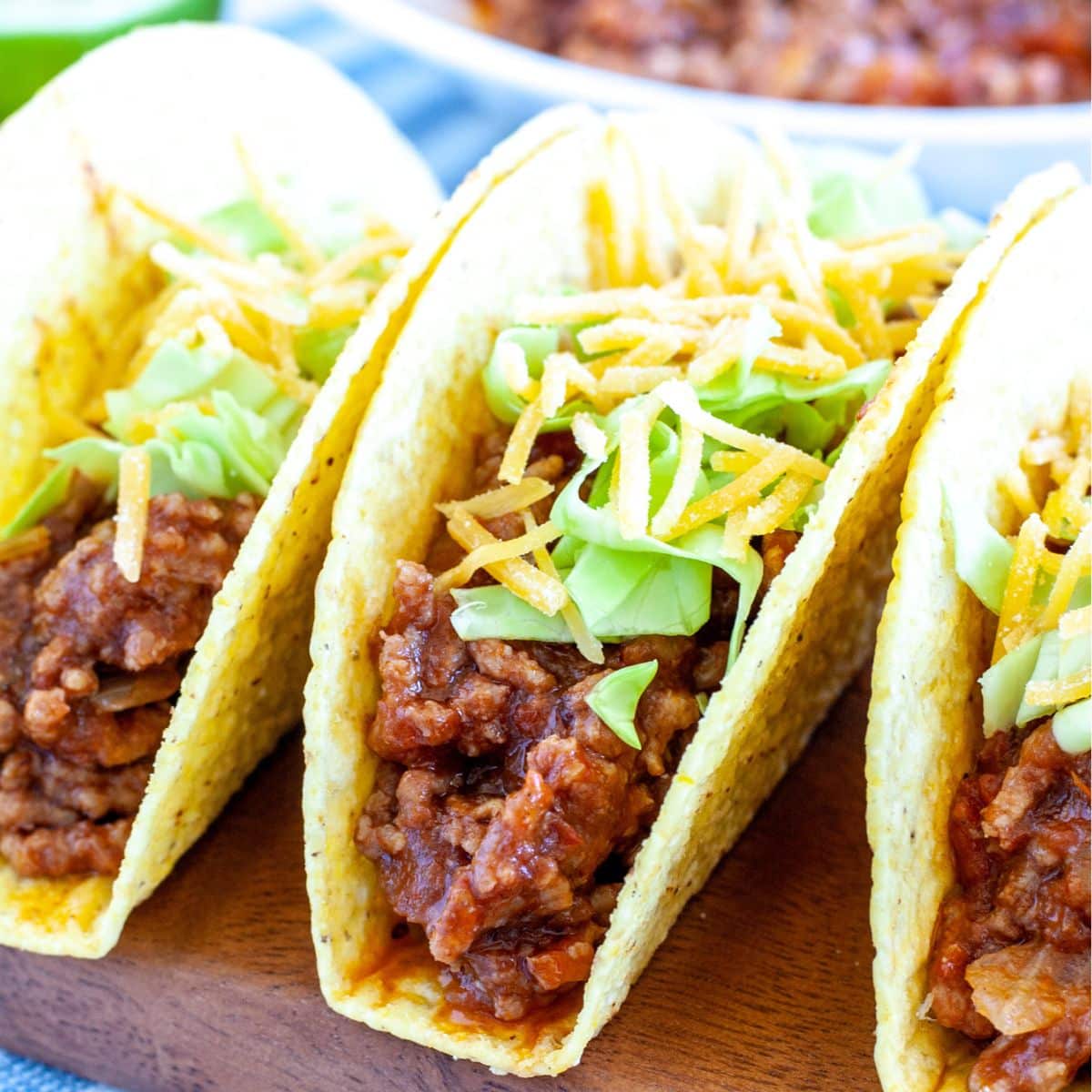 Hard shell beef tacos.