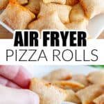 Plate of pizza rolls with marinara sauce.