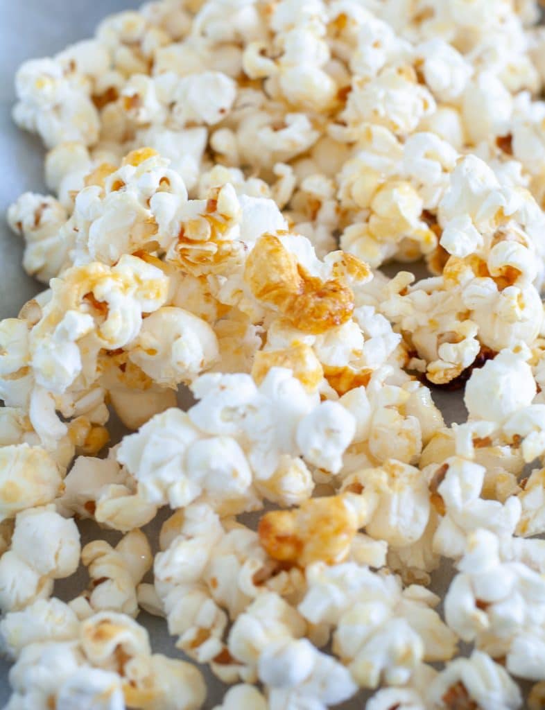 Popcorn on parchment paper