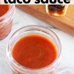 taco sauce in a jar pin for pinterest