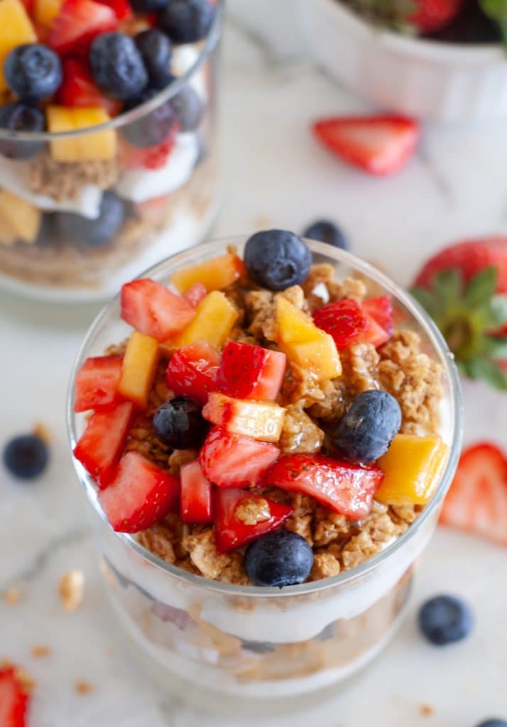 Cup with fruit, granola and yogurt