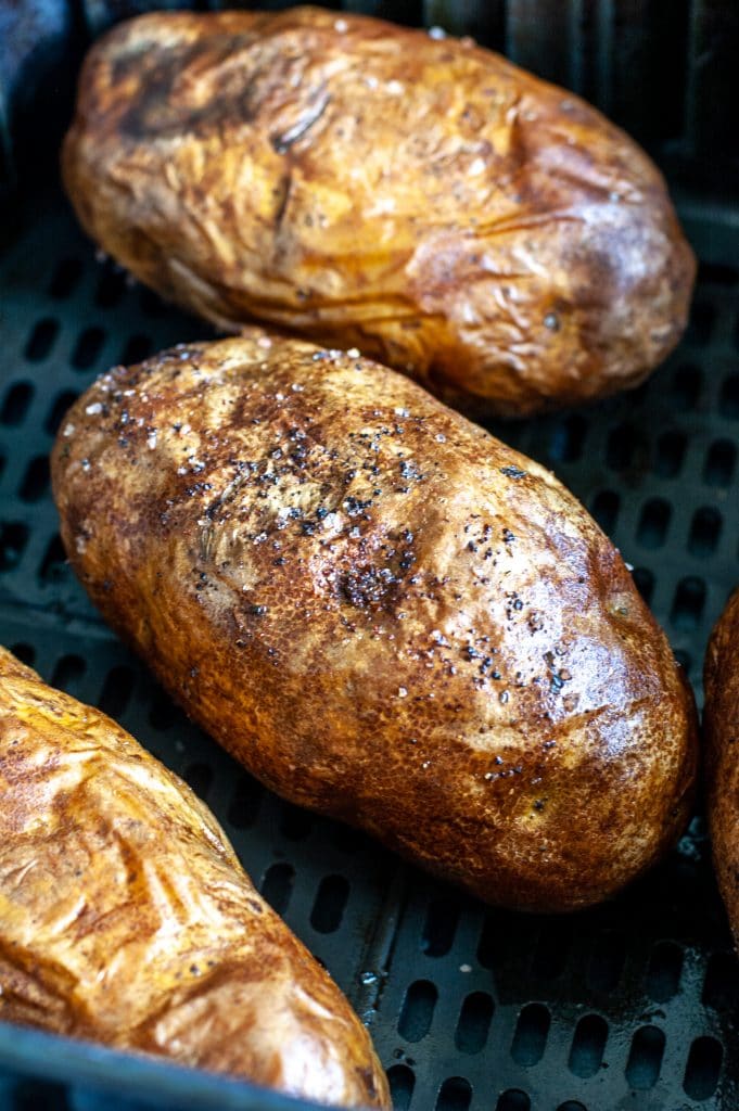 Potatoes in air fryer basket