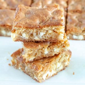 Blonde Brownies stacked on each other