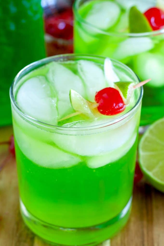 Midori Sour in glass with cherry