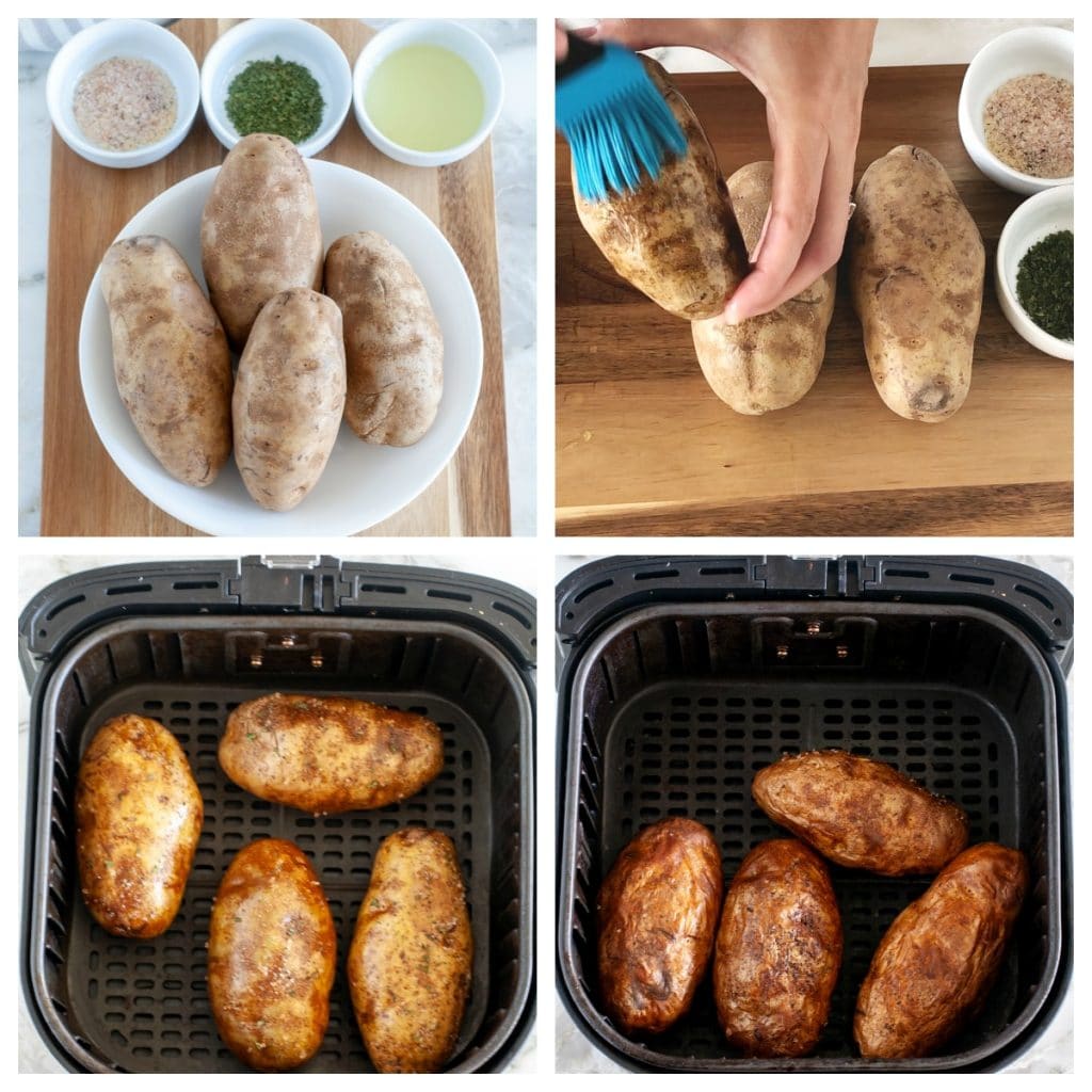 potatoes with oil and in air fryer basket