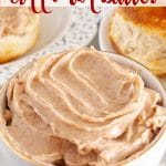 Whipped cinnamon butter in a bowl pin