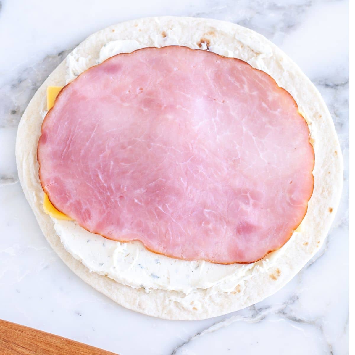 Ham on a tortilla.