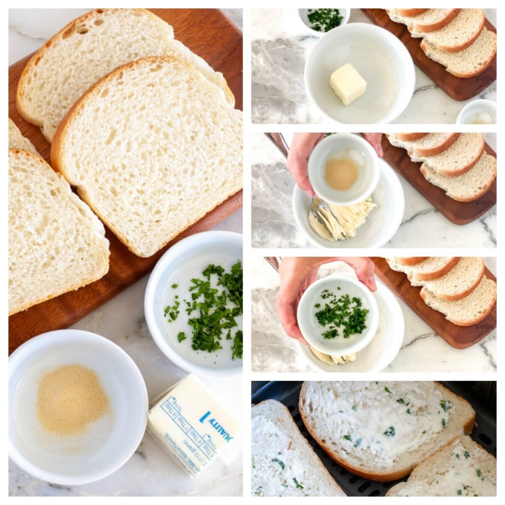 Bread, butter, garlic powder, parsley