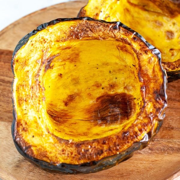 Roasted squash on board.