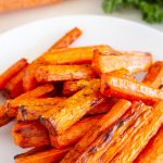 Air fryer roasted carrots on plate PIN