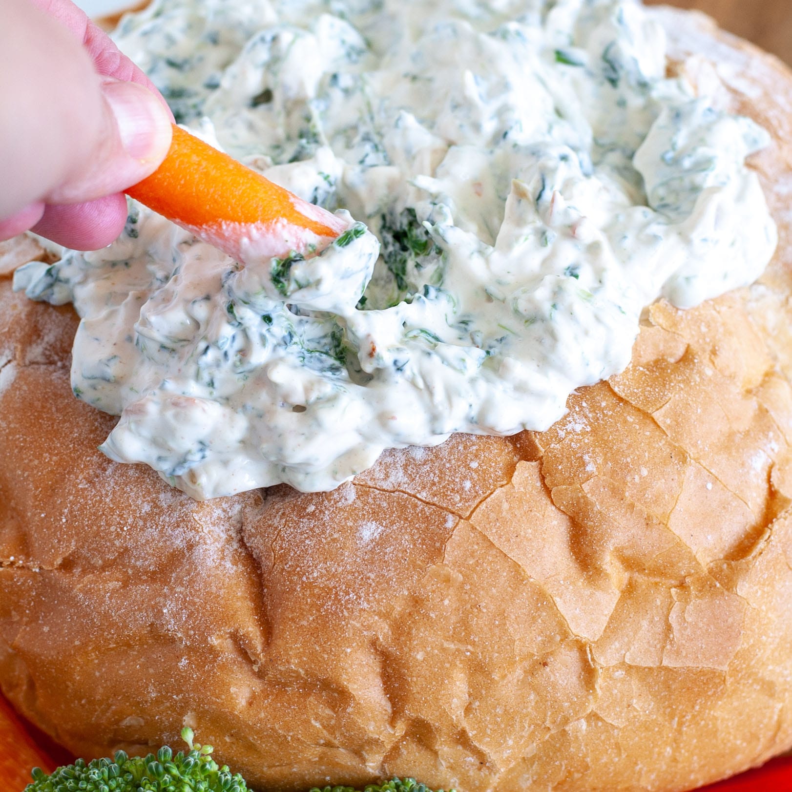 spinach dip with carrot