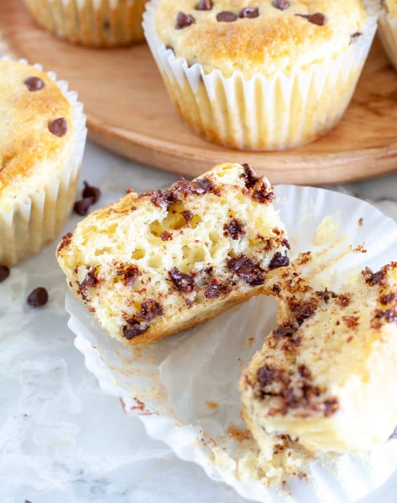 Chocolate Chip Muffin cut in half