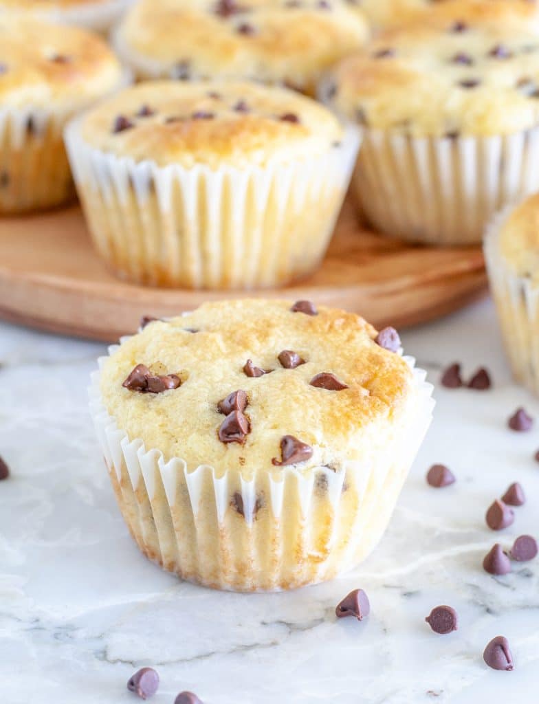 chocolate chip muffins on a plate