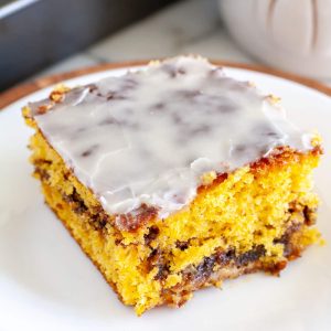 pumpkin honey bun cake on a plate