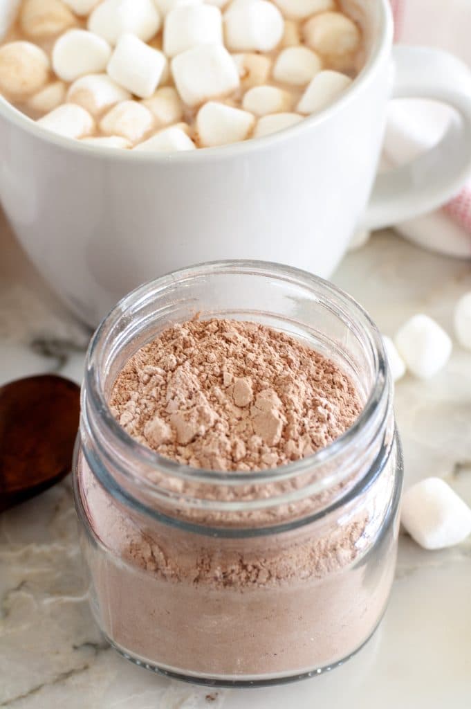 Hot cocoa mix in a jar