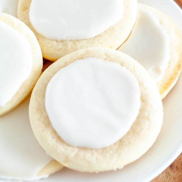 Cookies with frosting on a plate