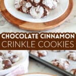 Plate of chocolate cinnamon crinkle cookies.
