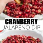 Cranberry dip on a cracker.