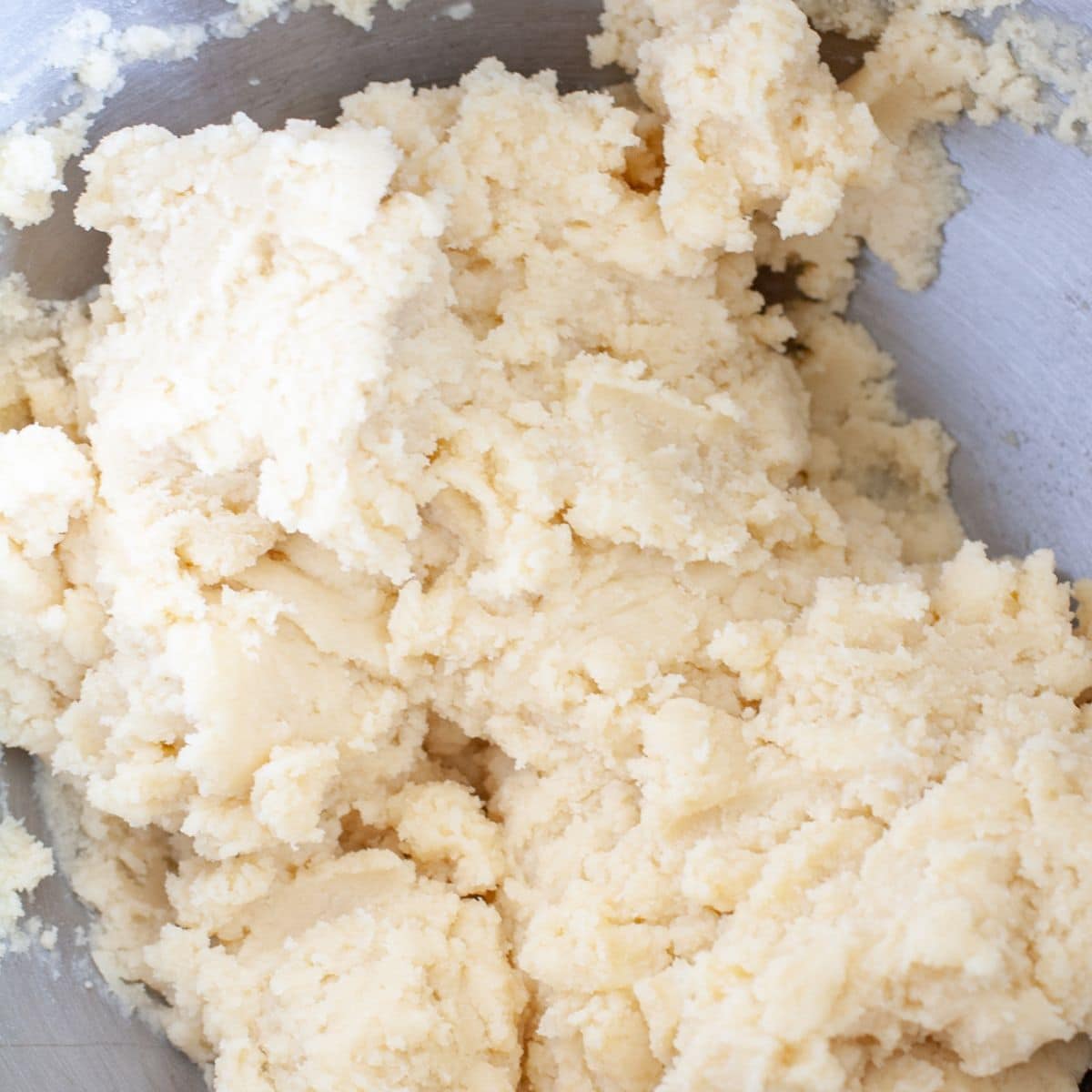 Bowl of sour cream cookie dough.