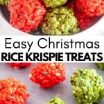 Red and green krispie treat balls