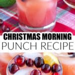 Glass of punch with cranberries.