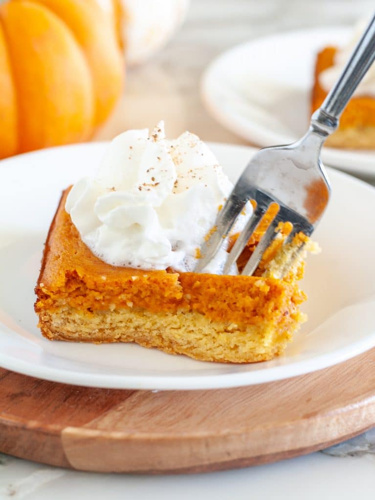 Fork with piece of gooey butter cake