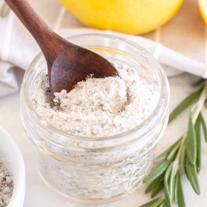 Jar with salt and a spoon.